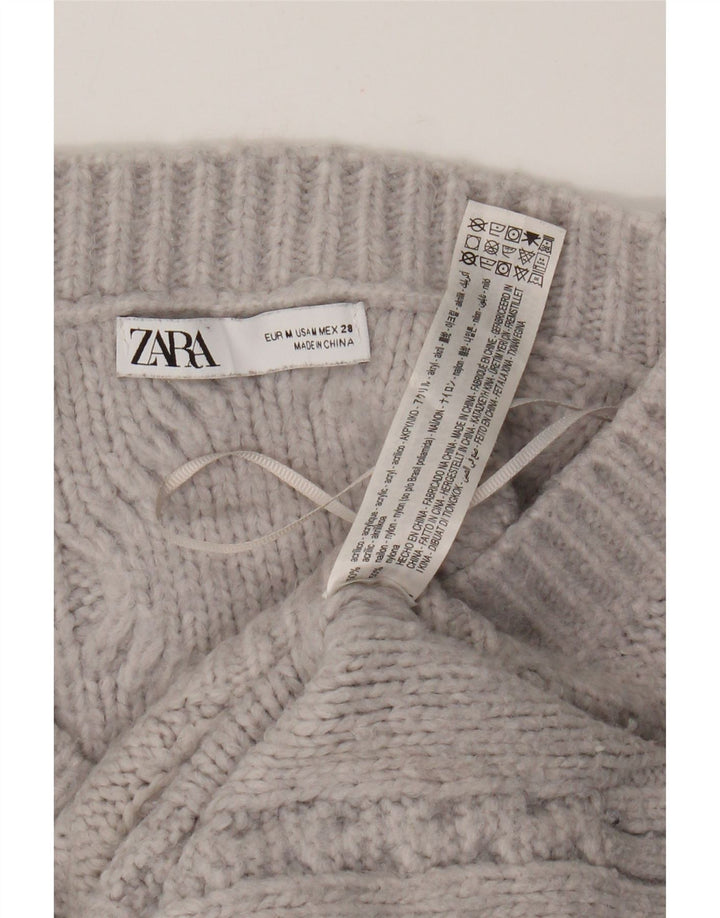Zara γυναικείο πουλόβερ με λαιμόκοψη μεγάλου μεγέθους, UK 14 μεσαίου γκρι ακρυλικό