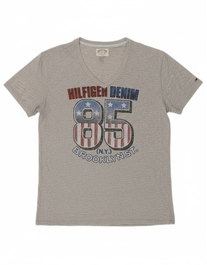 TOMMY HILFIGER Mens Brooklyn Graphic T-Shirt Top Medium Grey Polyester