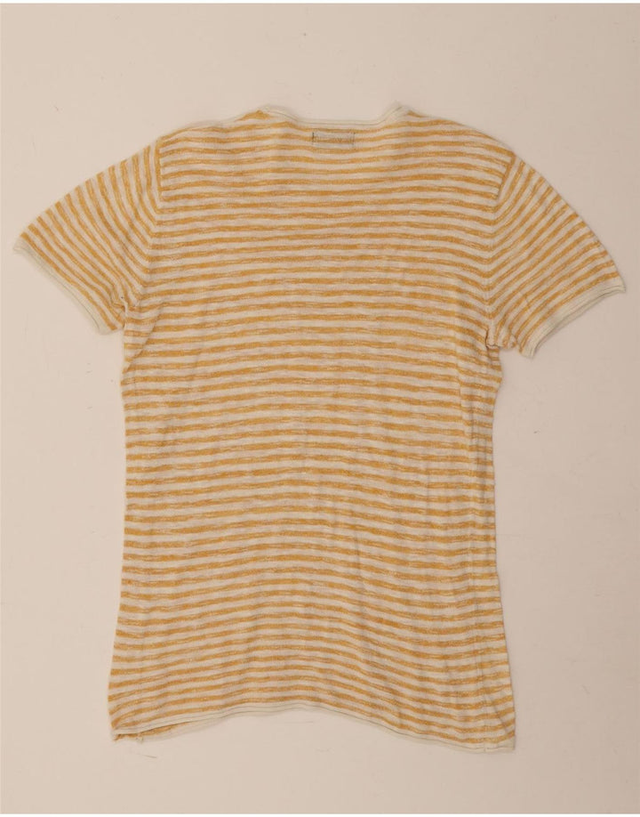 Zara Ανδρικό T-Shirt Top Μικρό κίτρινο ριγέ