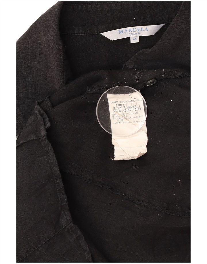 Γυναικείο πουκάμισο Marella UK 12 Medium μαύρο λινό