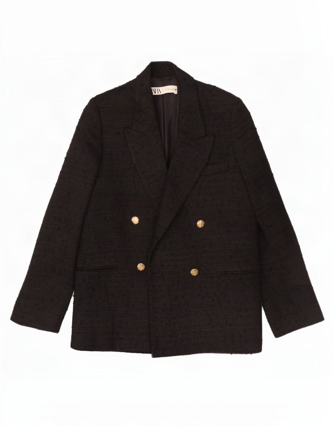 Zara Ανδρικό σακάκι με διπλό στήθος UK 36 Small Black Flecked Polyester