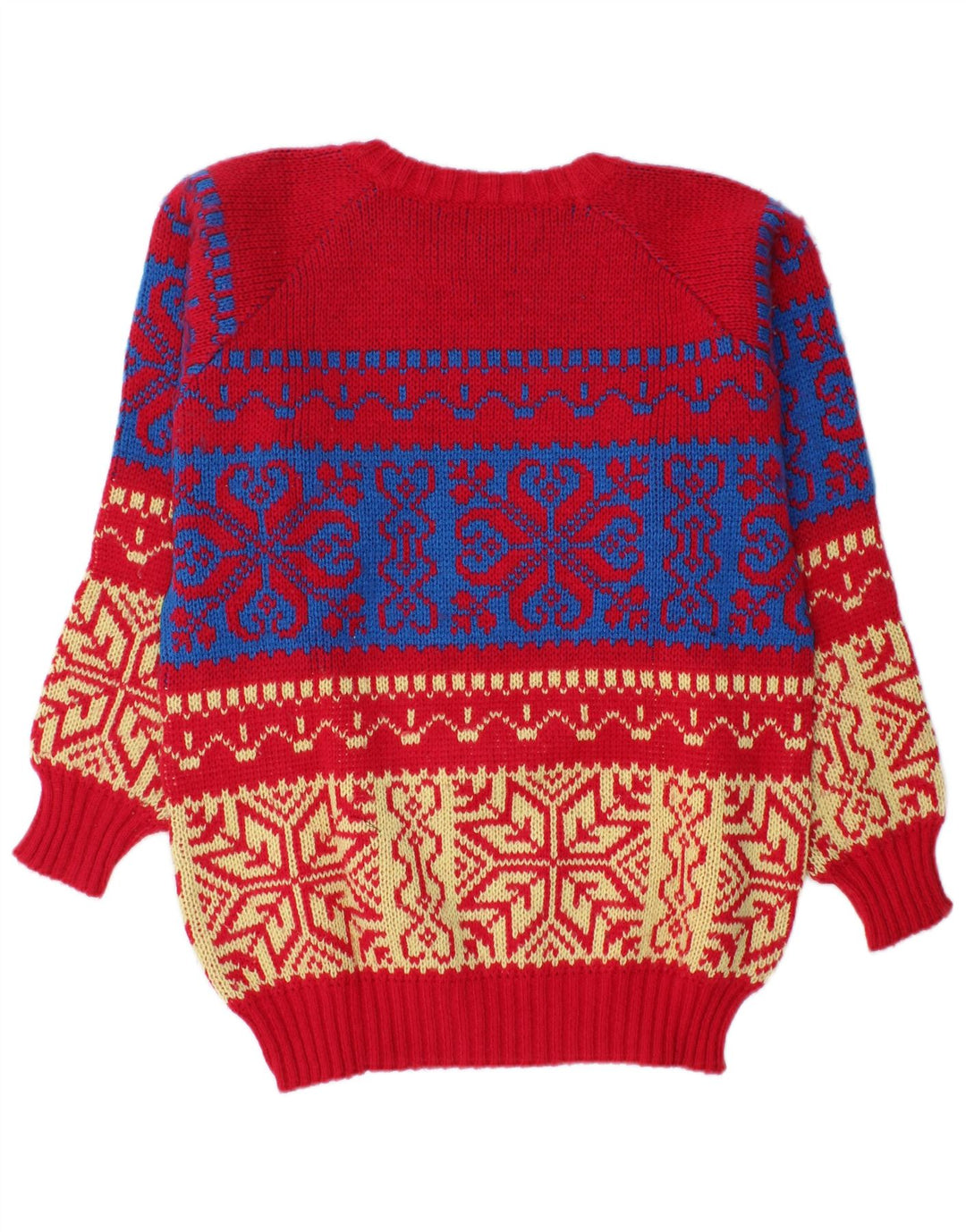 Vintage ανδρικό πουλόβερ με λαιμόκαυμα, Medium Red Fair Isle