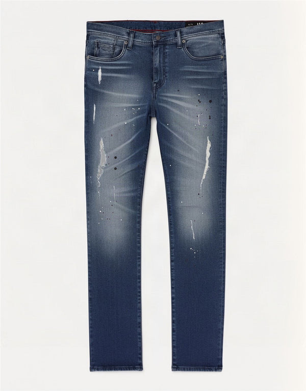 Armani Exchange Ανδρικό στενό τζιν W34 L32 Βαμβακερό με μπλε στίγματα