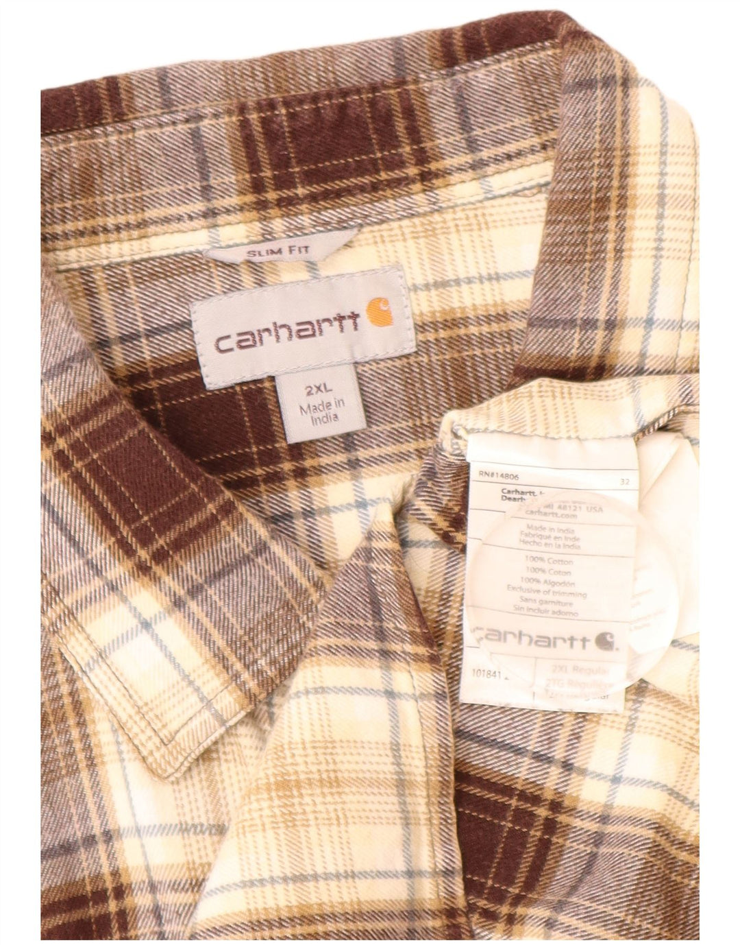 Ανδρικό φανελένιο πουκάμισο CARHARTT Slim Fit 2XL Καφέ βαμβακερό