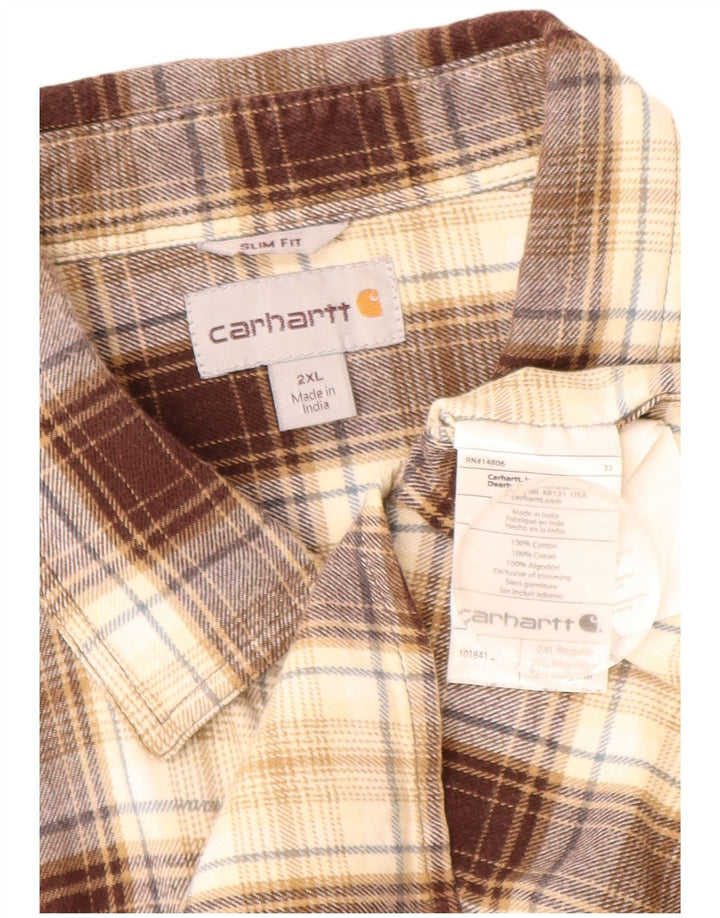 Ανδρικό φανελένιο πουκάμισο CARHARTT Slim Fit 2XL Καφέ βαμβακερό