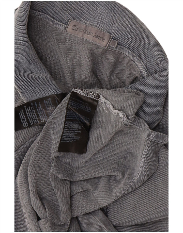 Ανδρικό πουκάμισο πόλο CALVIN KLEIN JEANS Μεγάλο βαμβακερό γκρι