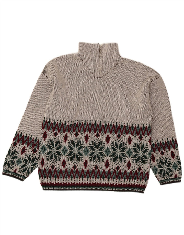 Vintage ανδρικό πουλόβερ με φερμουάρ Medium Grey Fair Isle