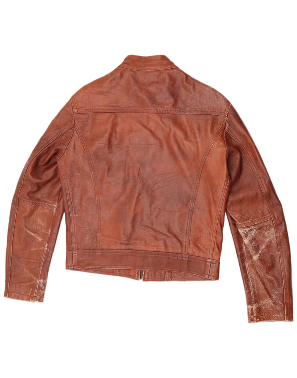Vintage Γυναικείο Crop Δερμάτινο Μπουφάν IT 48 XL Καφέ Δερμάτινο