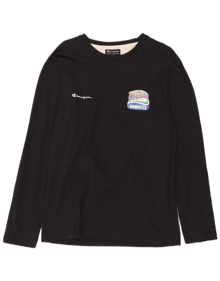 CHAMPION Ανδρικό γραφικό τοπ μακρυμάνικο μεγάλο μαύρο βαμβακερό
