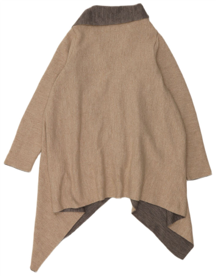 Zara Ανδρικό ασύμμετρο πουλόβερ ζακέτα UK 14 Medium Beige Colourblock