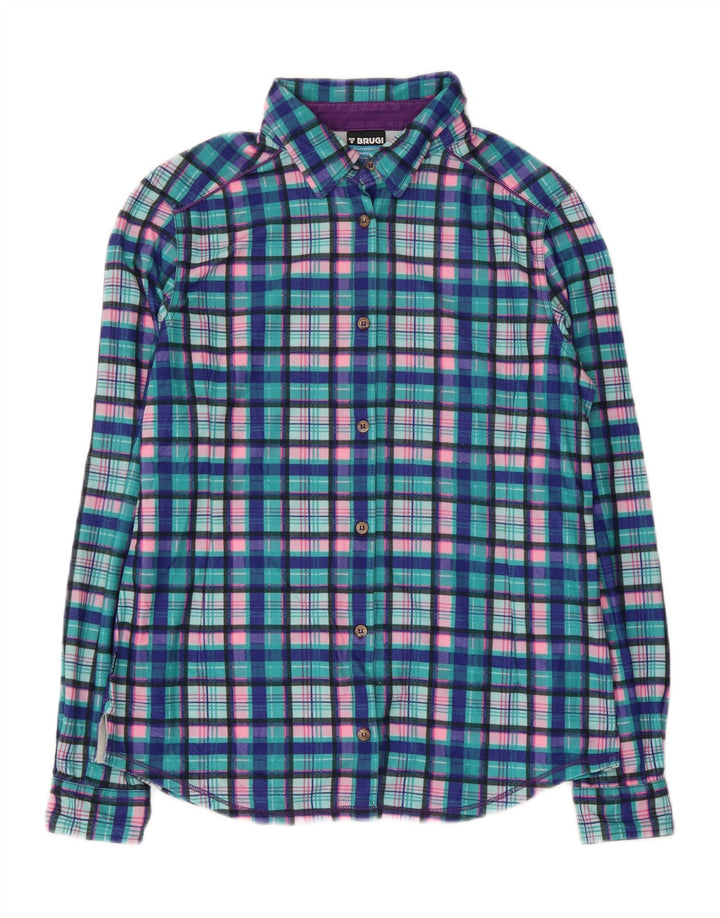 BRUGI Γυναικείο φανελένιο πουκάμισο UK 14 Large Blue Check