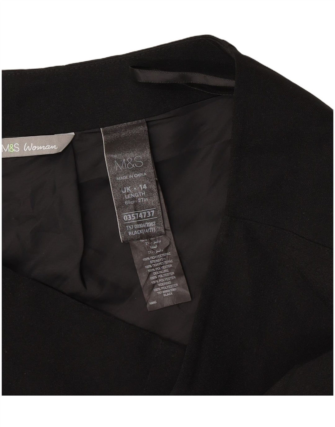Marks & Spencer Γυναικεία Pencil Φούστα UK 14 Large W32 Μαύρο Πολυεστέρας