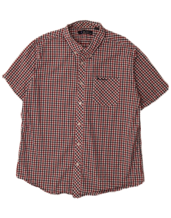 Ben Sherman Ανδρικό κοντομάνικο πουκάμισο κανονικής εφαρμογής XL κόκκινο καρό βαμβακερό