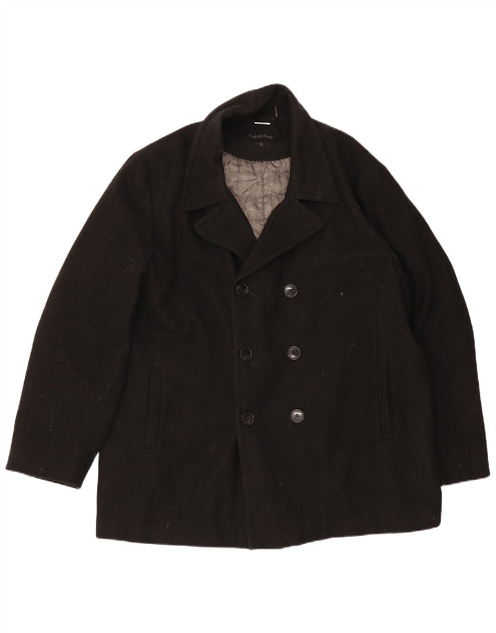 Calvin Klein Ανδρικό παλτό με διπλό στήθος UK 42 XL Μαύρο μαλλί