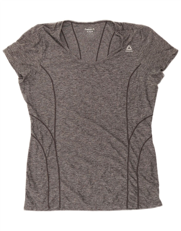 Γυναικείο T-Shirt Reebok Top UK 14 Medium Grey Flecked Polyester