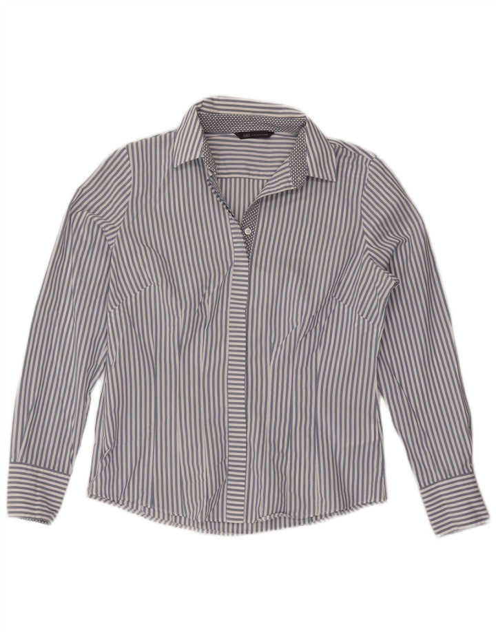 Marks & Spencer Γυναικείο πουκάμισο UK 12 Medium Navy Blue Pinstripe Cotton