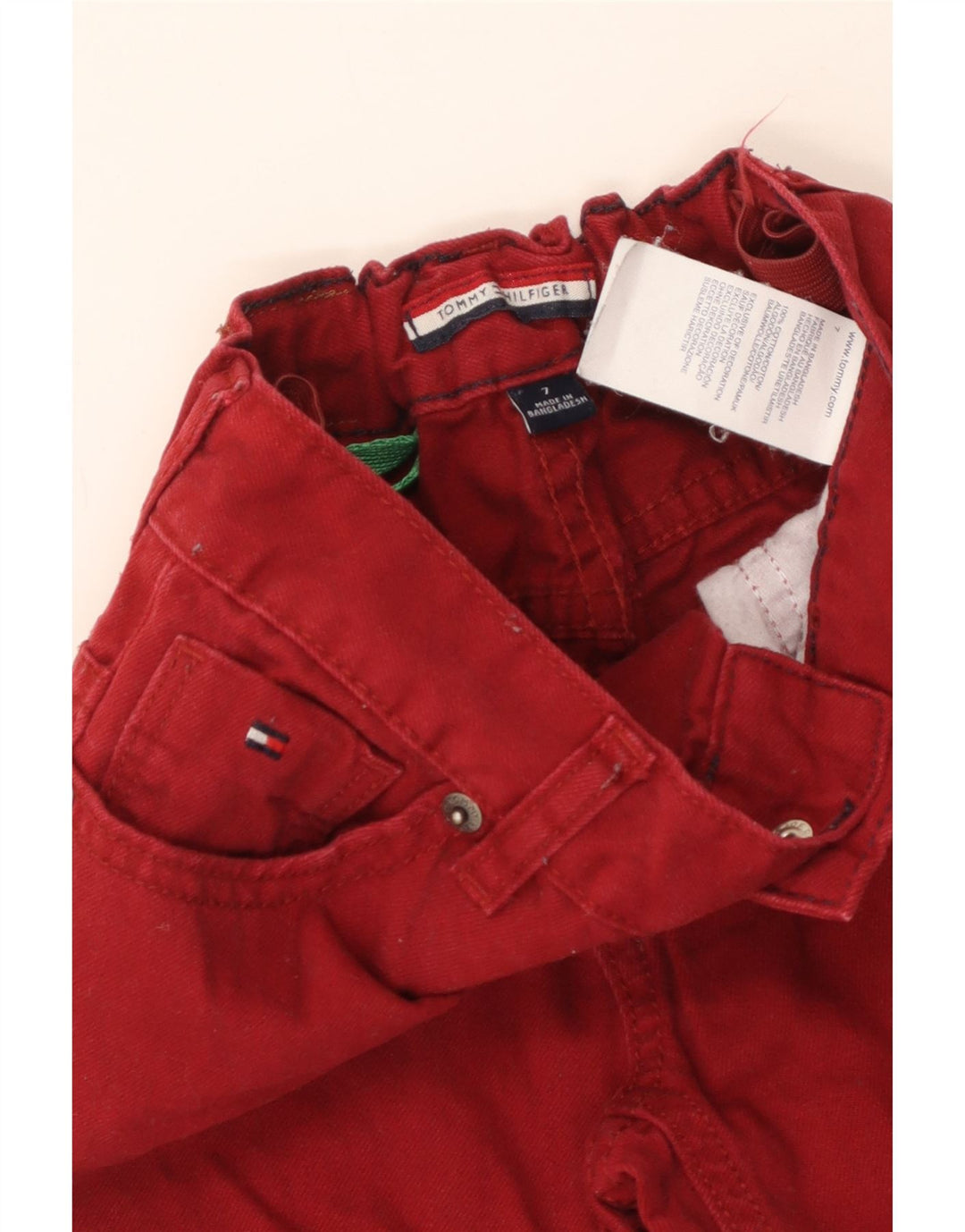 TOMMY HILFIGER Αγόρια ίσιο τζιν 6-7 ετών W22 L22 βαμβακερό μπορντό