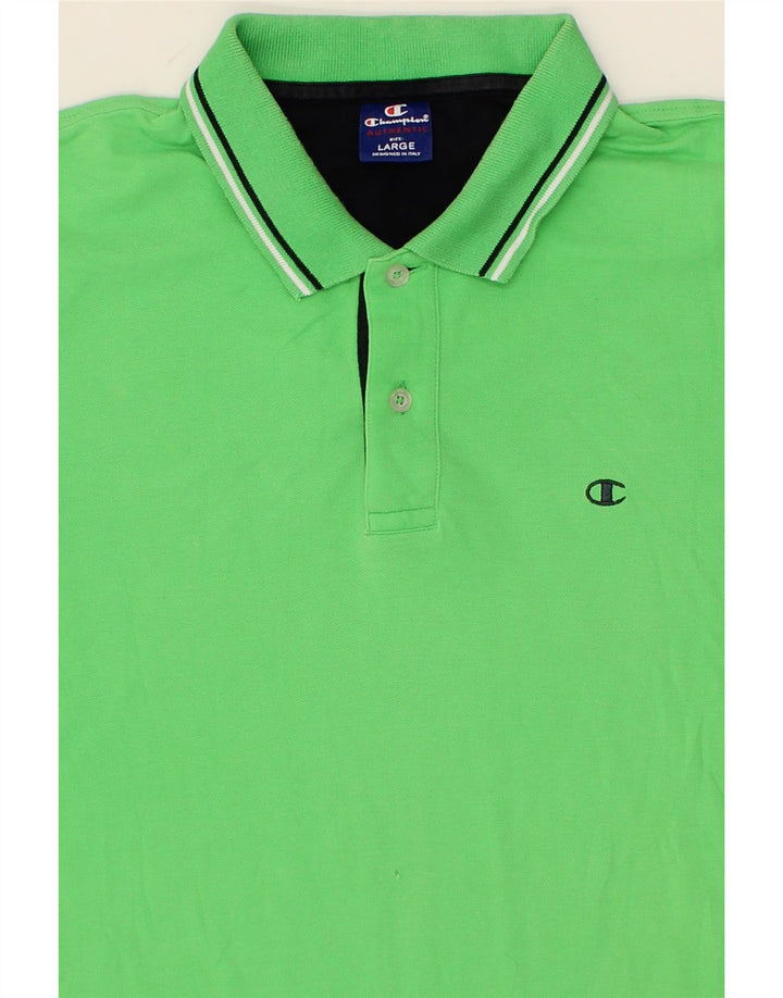 CHAMPION Mens Polo Shirt Large Green Cotton Vintage Champion and Second-Hand Champion from Messina Hembry 