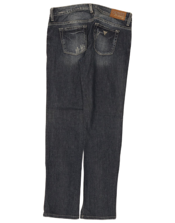 Guess Womens Low Waist Distressed Slim Jeans W28 L30 Blue Cotton