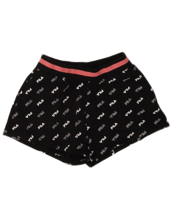 Fila Γυναικείο γραφικό αθλητικό σορτς UK 6 XS μαύρο πολυεστέρα