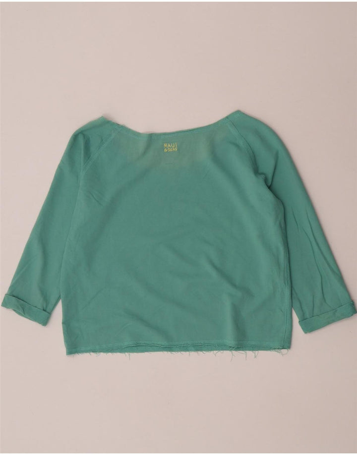 Maui and Sons Γυναικείο τοπ γραφικό 3/4 μανίκι UK 14 μεσαίο τιρκουάζ