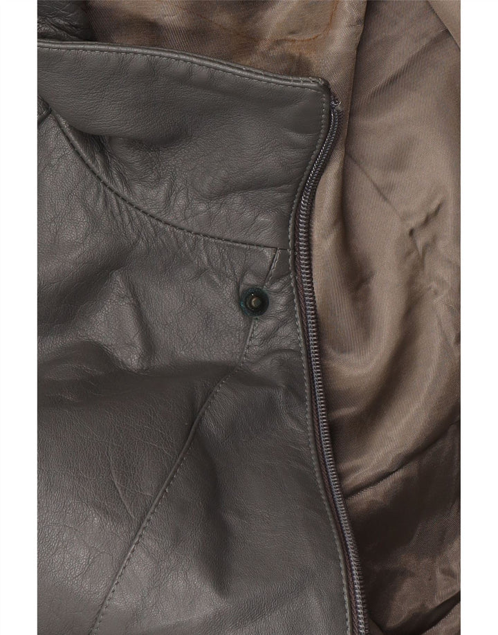 Vintage Ανδρικό Δερμάτινο Μπουφάν IT 52 XL Γκρι Δερμάτινο