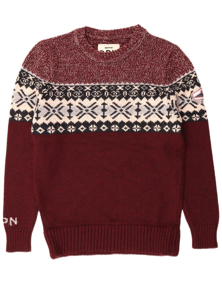 Ανδρικό πουλόβερ SUPERDRY Crew Neck Jumper XL Burgundy Fair Isle Classic