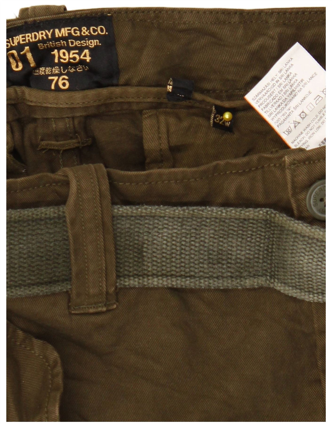Ανδρικό σορτς Cargo Superdry W32 από μεσαίο χακί βαμβακερό