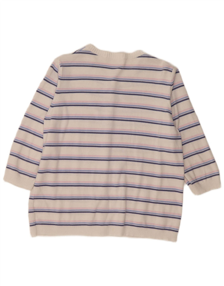 Marks & Spencer Γυναικεία ζακέτα UK 16 Large White ριγέ