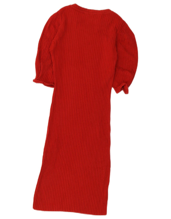 Zara γυναικείο κοντομάνικο φόρεμα UK 8 Small Red