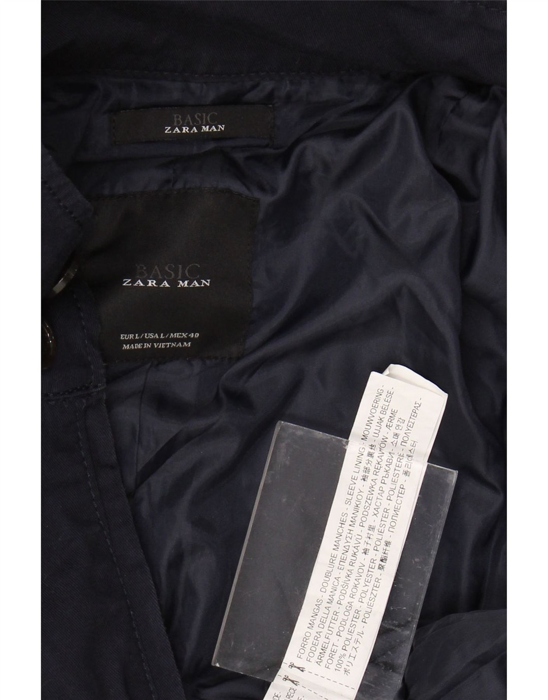 ZARA Ανδρικό Στρατιωτικό Μπουφάν UK 40 Large Navy Blue Polyester