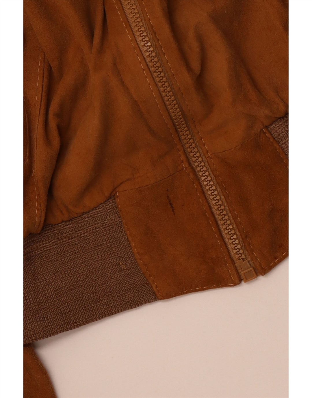VINTAGE Γυναικείο Suede Bomber Jacket IT 46 Large Brown Δερμάτινο