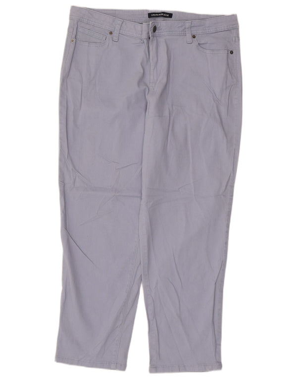 Γυναικείο Cropped Παντελόνι CALVIN KLEIN US 14 XL W36 L25 Μπλε βαμβακερό