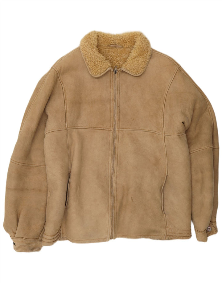 Vintage Ανδρικό Shearling Jacket UK 38 Medium Brown
