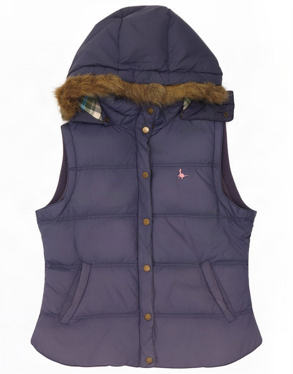Jack Wills Γυναικεία κουκούλα με επένδυση Gilet UK 12 Medium Navy Blue Nylon