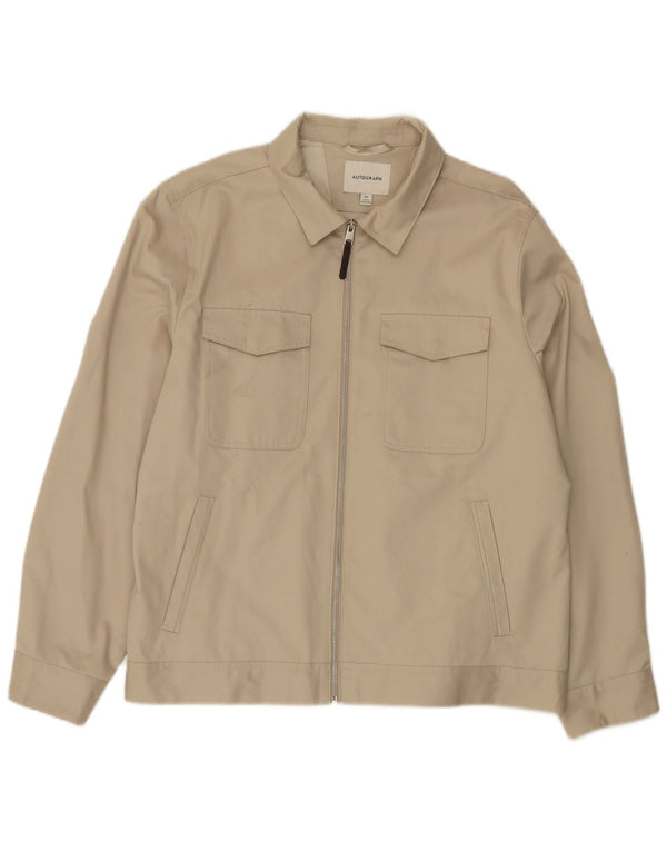 Marks & Spencer Mens Autograph Utility Jacket UK 44 2XL Beige Cotton