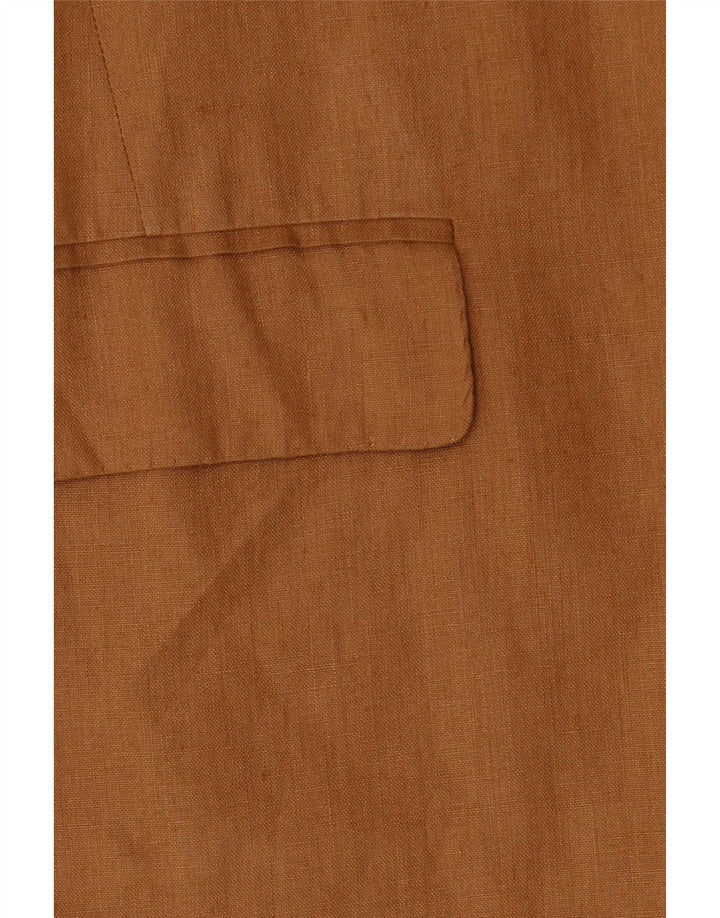 Max Mara Γυναικείο Μπουφάν σακάκι με 1 κουμπί UK 14 Μεγάλο καφέ λινό