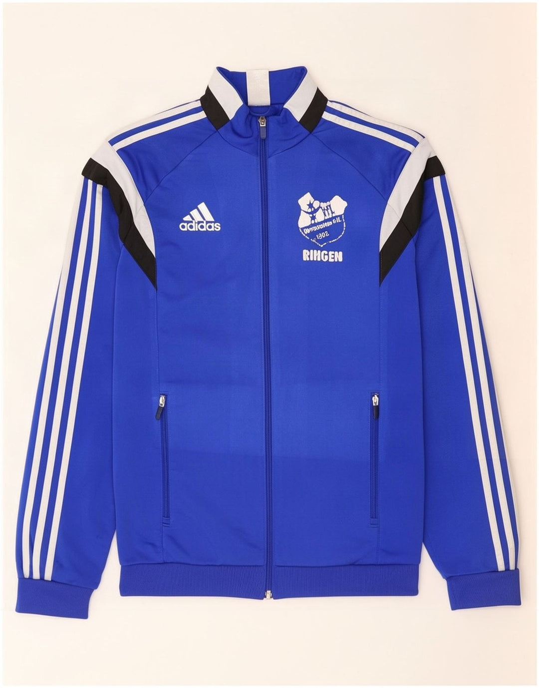 Ανδρική φόρμα φόρμας Adidas με γραφικό φόρεμα, μπουφάν μεσαίου μπλε χρώματος πολυεστέρας