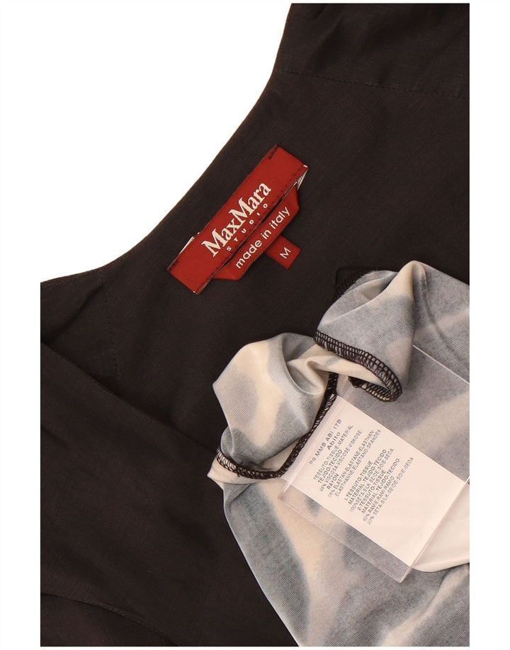 Max Mara Γυναικείο Αμάνικο Φόρεμα UK 12 Medium Black Animal Print