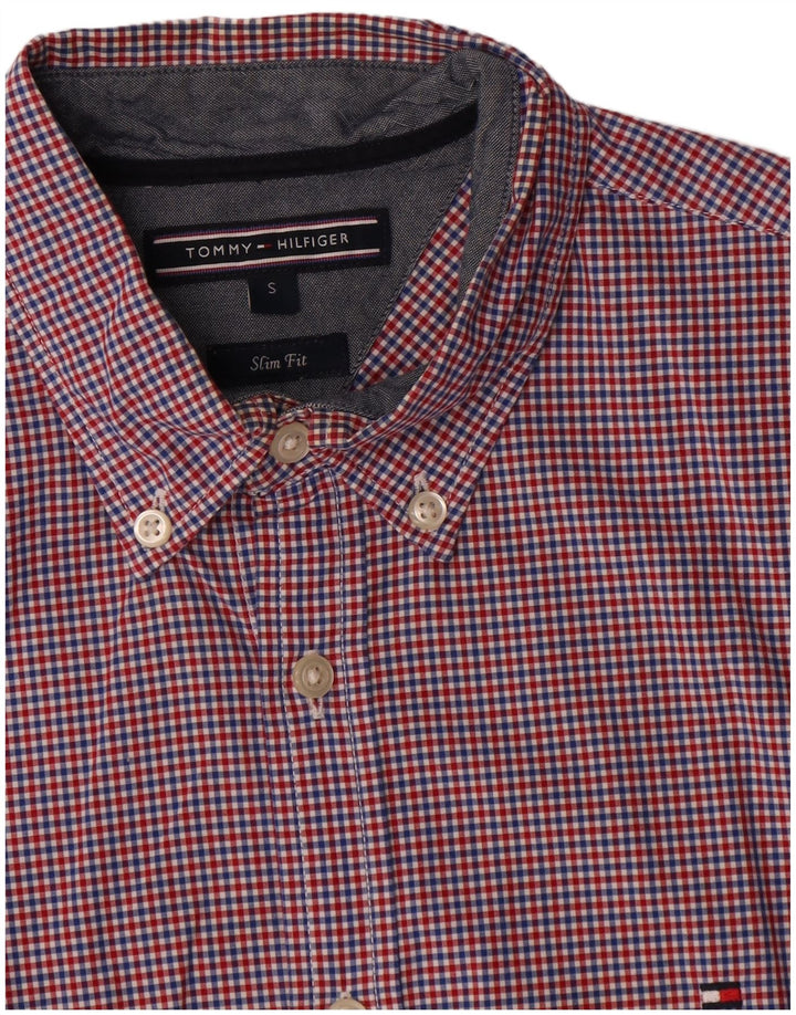 Ανδρικό πουκάμισο Tommy Hilfiger Slim Fit Μικρό κόκκινο βαμβακερό Gingham