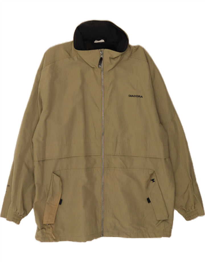 DIADORA Mens Hooded Rain Jacket UK 38 Medium Khaki Polyamide Vintage Diadora and Second-Hand Diadora from Messina Hembry 