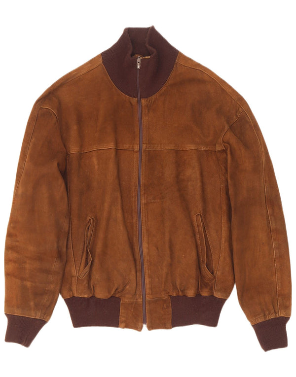Vintage Ανδρικό Suede Bomber Jacket IT 50 Large Brown