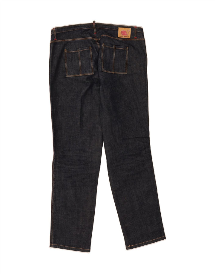 DSQUARED Womens Low Waist Straight Jeans IT 40 Medium W28 L26 Navy Blue Vintage Dsquared and Second-Hand Dsquared from Messina Hembry 