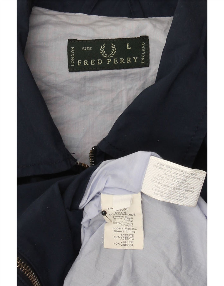 FRED PERRY Ανδρικό Bomber Jacket UK 40 Large Navy Blue Cotton