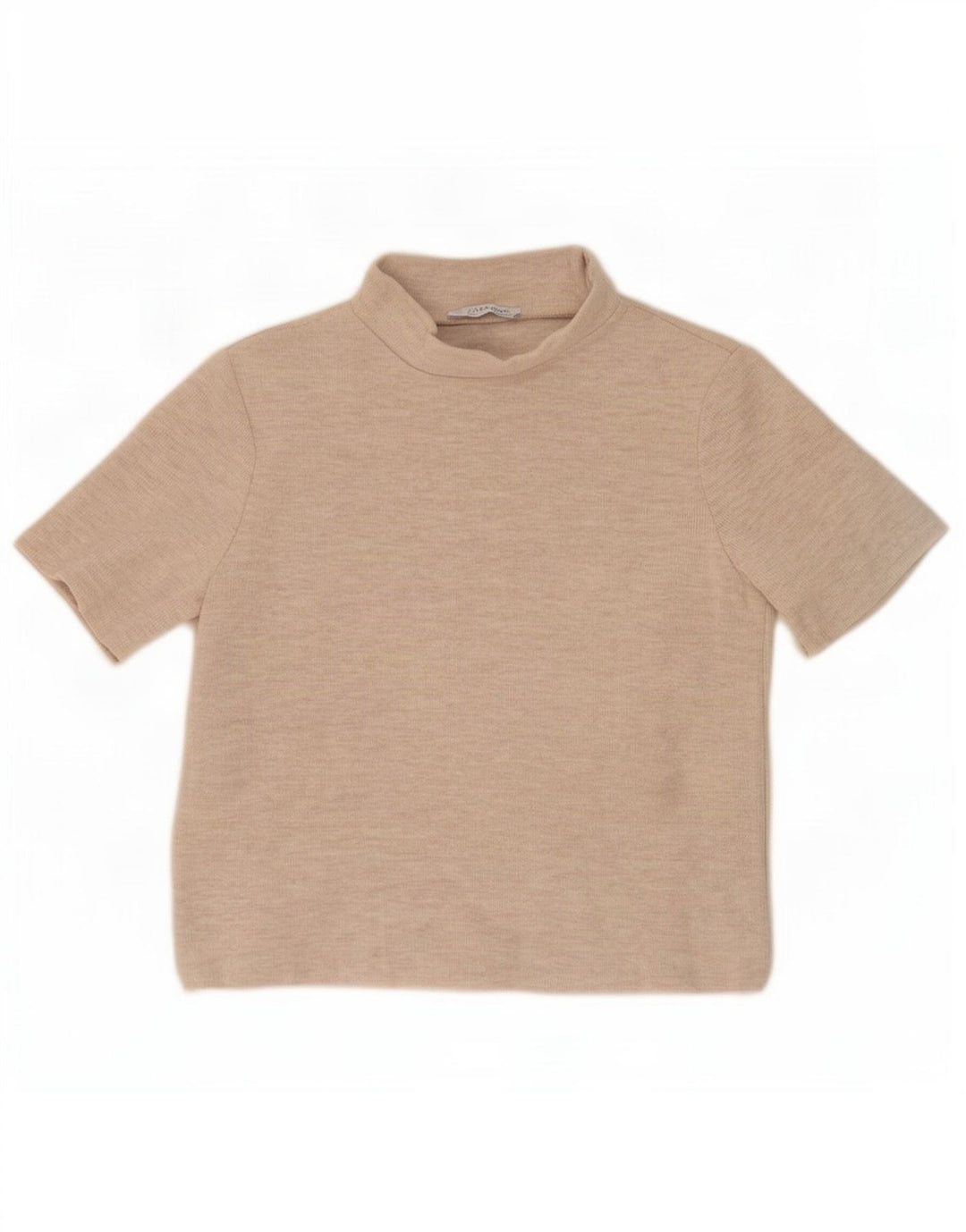Zara Γυναικείο T-Shirt Trafaluc Crop Top UK 14 Medium Beige Polyester