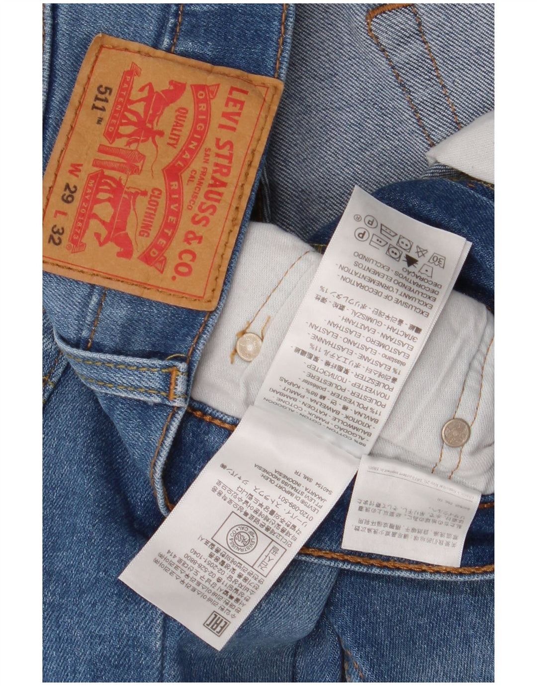 Levi's Mens 511 Slim Jeans W29 L32 Blue Cotton