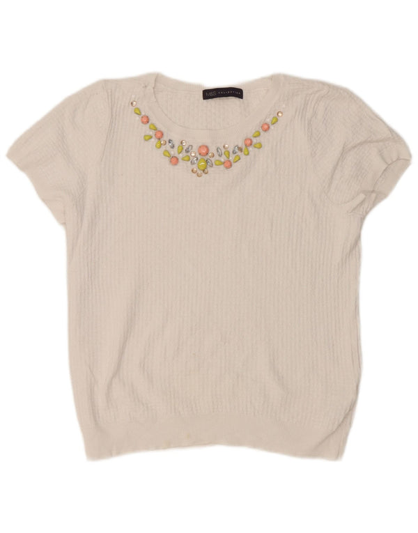 Marks & Spencer Γυναικείο T-Shirt τοπ UK 10 Small λευκό βαμβακερό