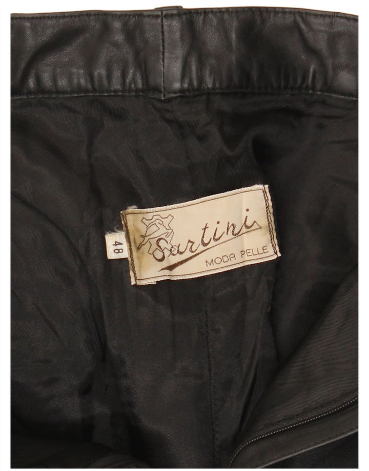 Ανδρικό ίσιο δερμάτινο παντελόνι VINTAGE IT 48 Medium W32 L31 Μαύρο