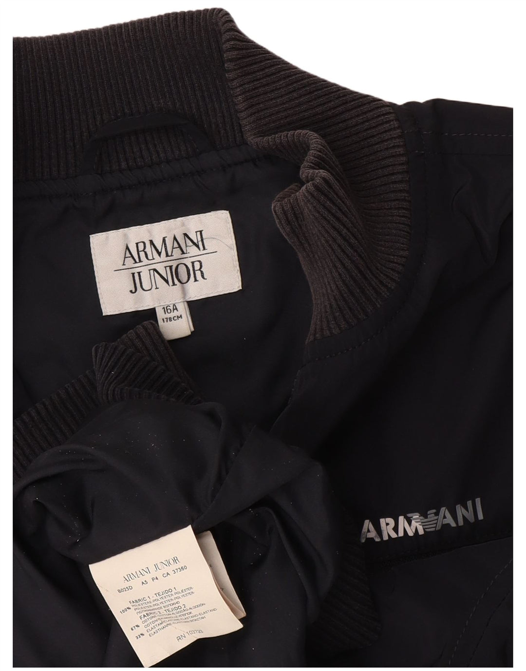 ARMANI JUNIOR Bomber Bomber Jacket 15-16 Years Navy Blue Polyester