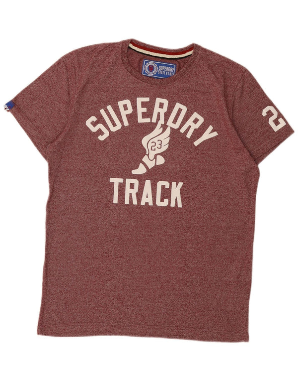 Ανδρικό γραφικό μπλουζάκι Superdry Top XL, Βουργουνδία, βαμβακερό